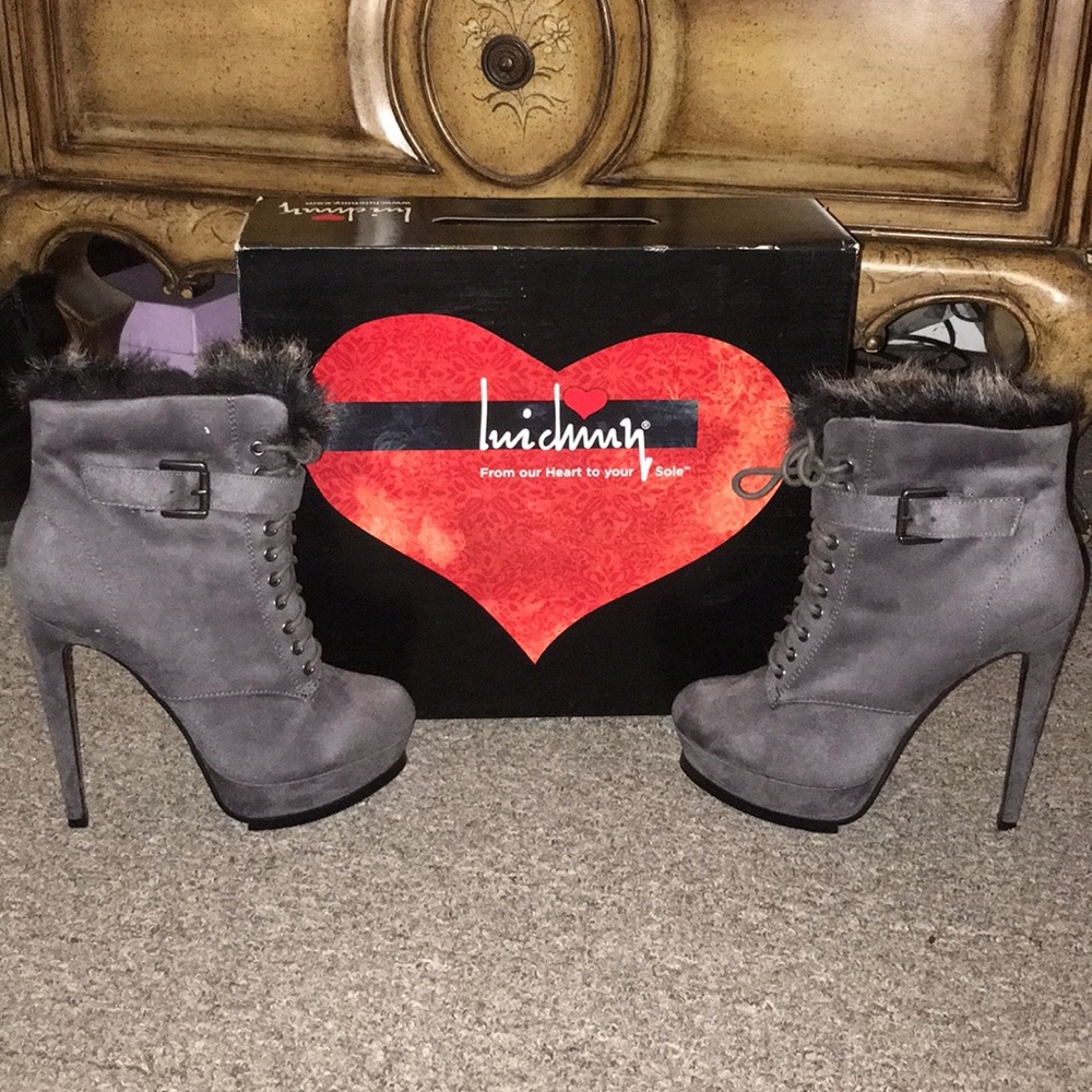 Charcoal suede booties